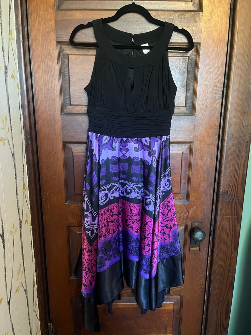 Signature by Sangria Black Pleated Bodice Dress